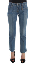 Costume National Blaue Slim Fit Cropped Jeans aus Baumwolle