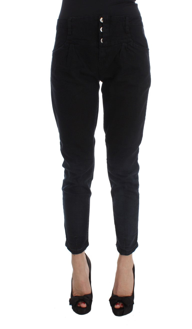 Costume National Schwarze Slim Fit Cropped Jeans aus Baumwolle