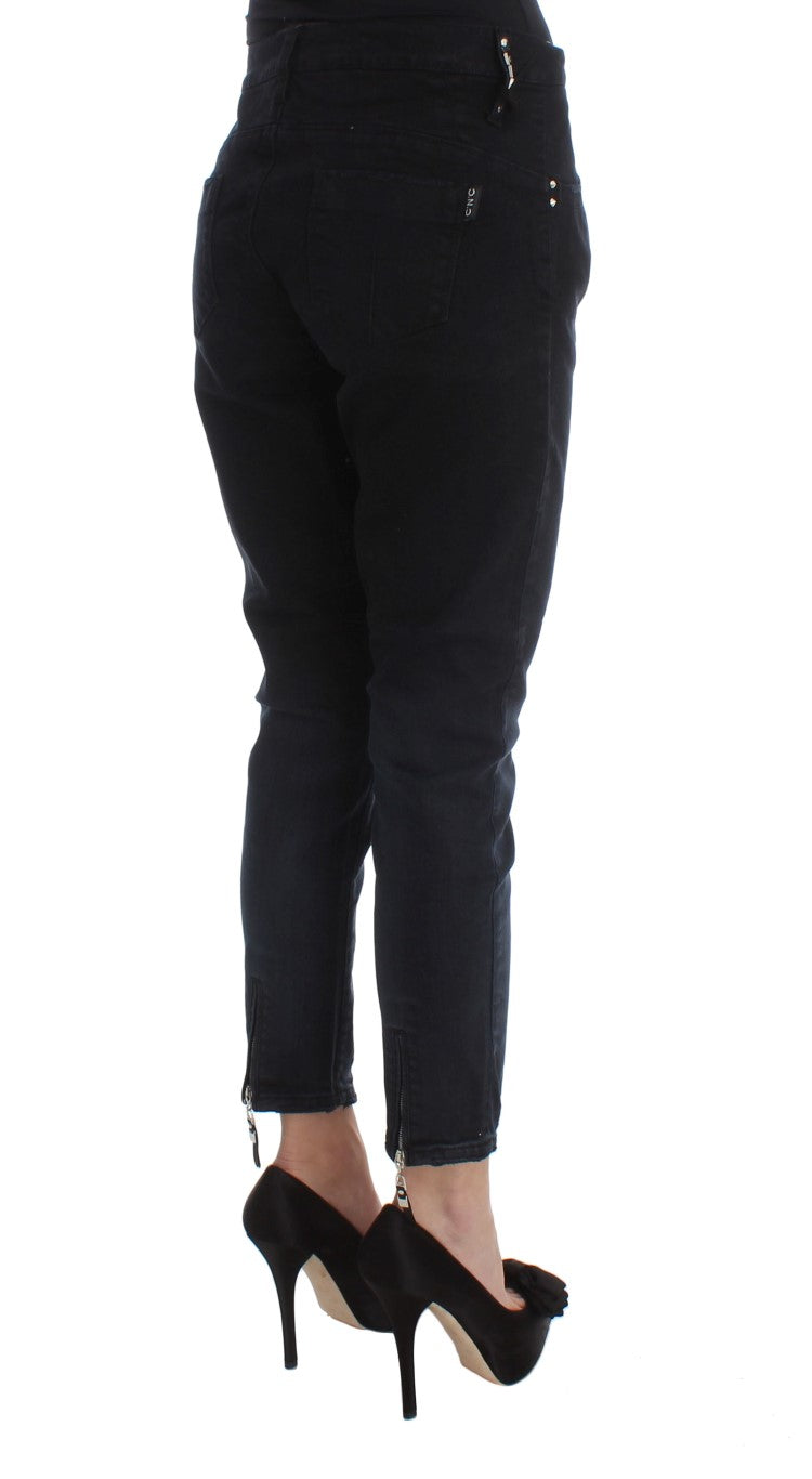 Costume National Schwarze Slim Fit Cropped Jeans aus Baumwolle
