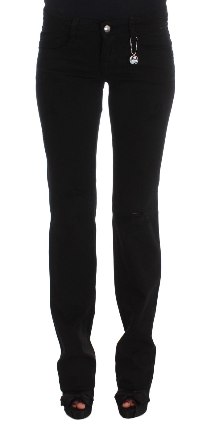 Costume National Schwarze Slim Fit Bootcut-Jeans aus Baumwolle
