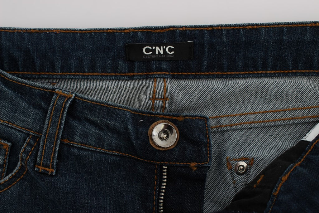 Costume National Blaue Bootcut-Jeans aus Baumwollmischung