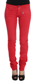 Costume National Rote Baumwollmischung Super Slim Fit Jeans
