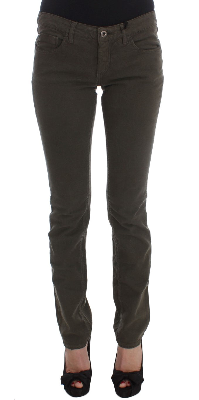 Costume National Grüne Slim Fit Jeans aus Baumwollmischung