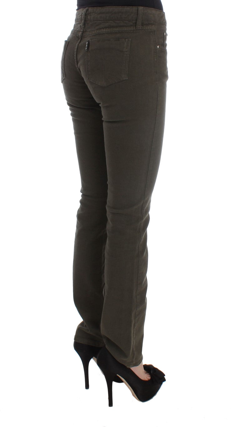 Costume National Grüne Slim Fit Jeans aus Baumwollmischung
