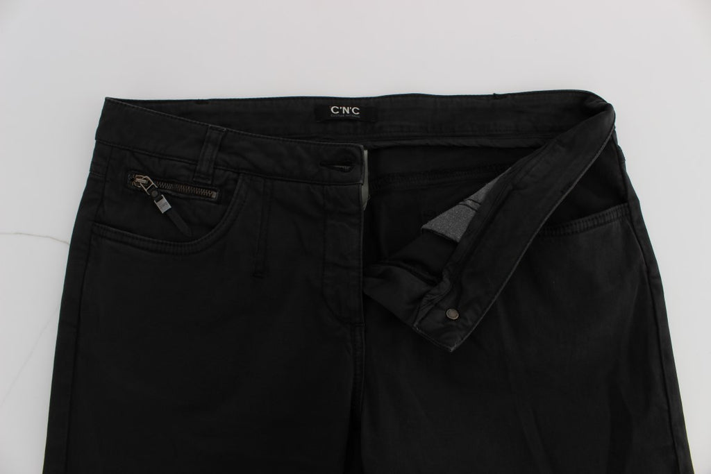 Costume National Schwarze Baumwoll-Capri-Cropped-Denim-Jeans