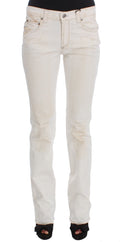 Costume National Weiße Slim Fit Bootcut Jeans aus Baumwolle