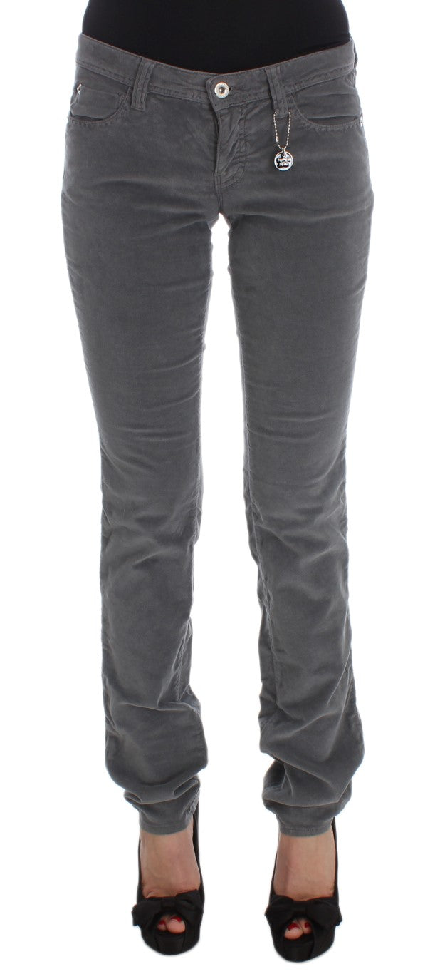 Costume National Graue Baumwolle Super Slim Corduroys Jeans