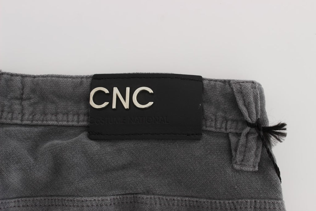 Costume National Graue Baumwolle Super Slim Corduroys Jeans