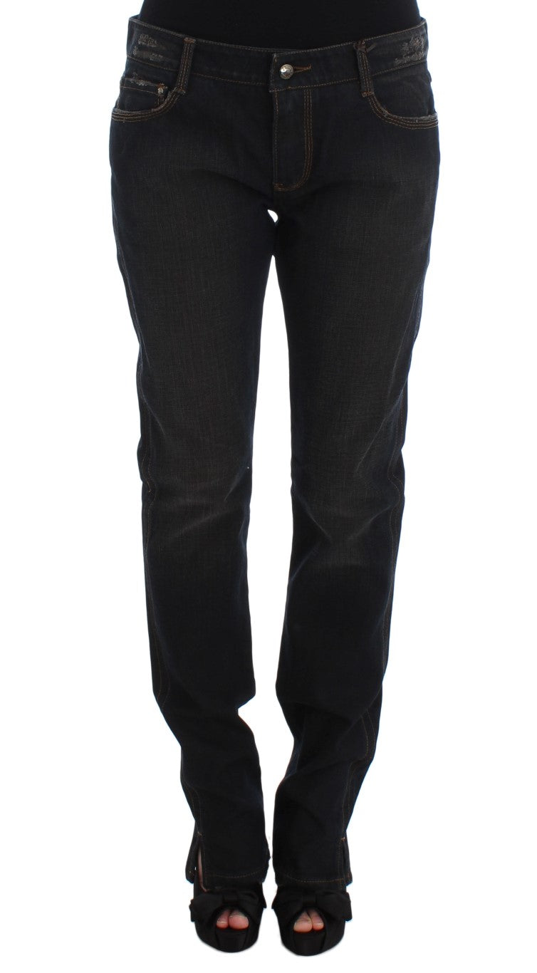 Ermanno Scervino Boyfriend Jeans aus Baumwolle mit blauer Waschung