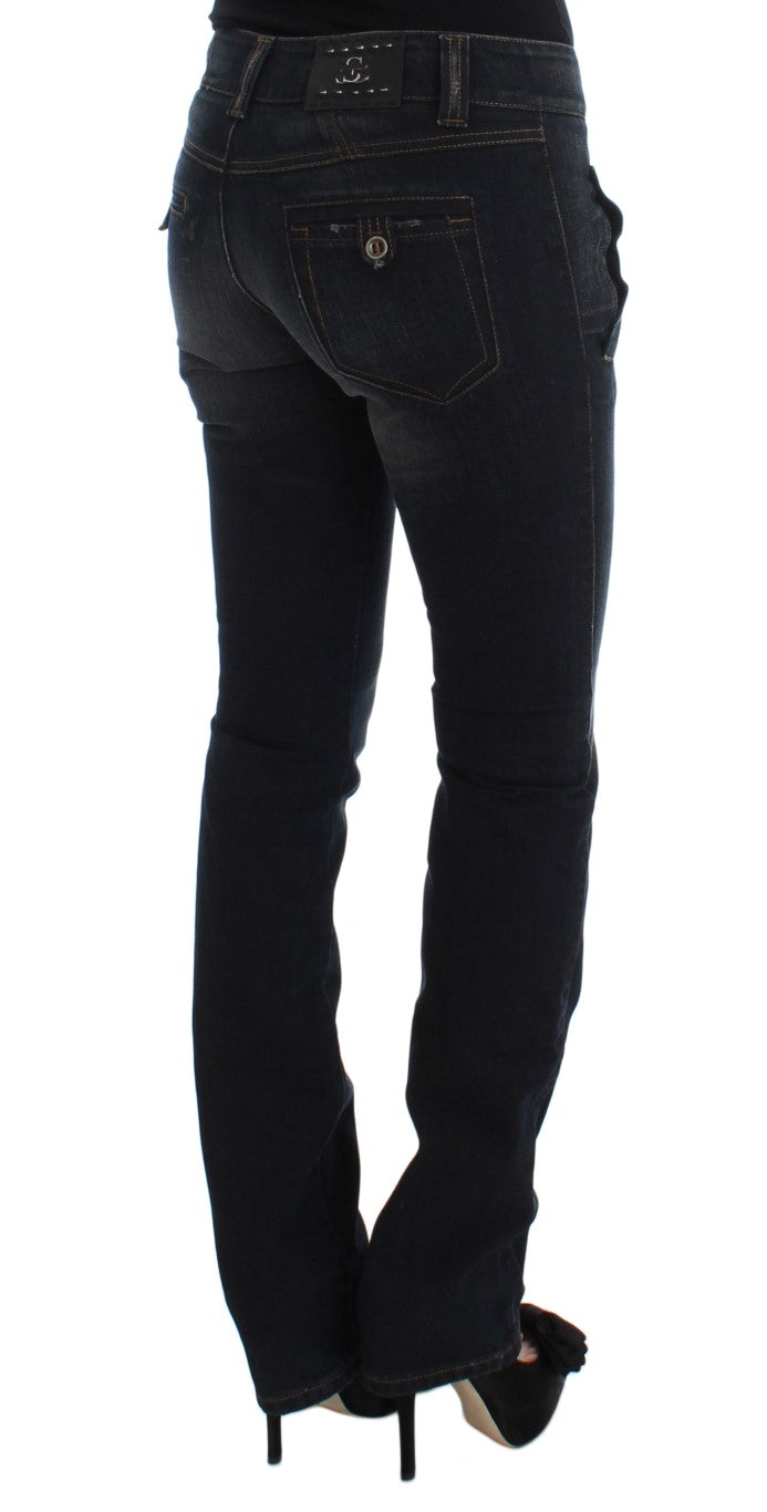 Ermanno Scervino Blaue Waschung Baumwolle Slim Fit Jeans