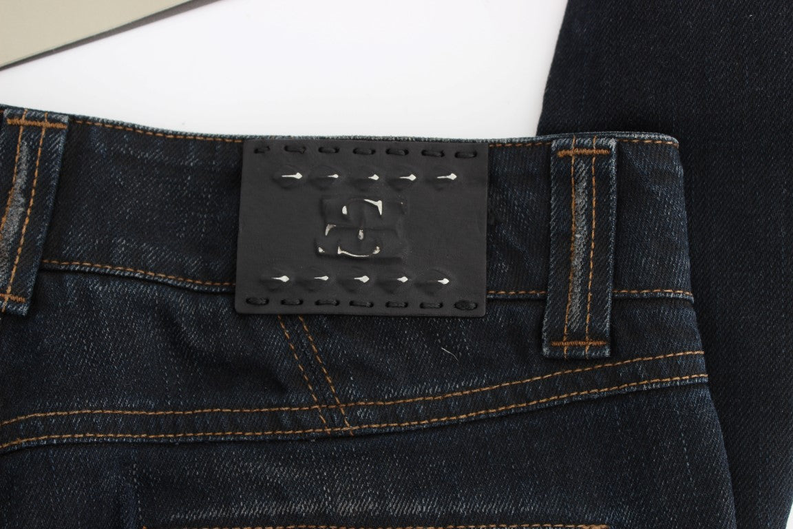 Ermanno Scervino Blaue Waschung Baumwolle Slim Fit Jeans