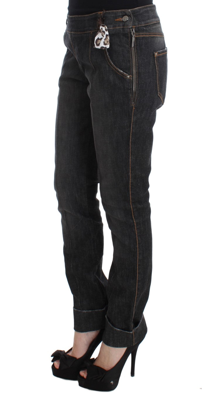 Ermanno Scervino Graue Slim Fit Denim-Jeans aus Baumwolle