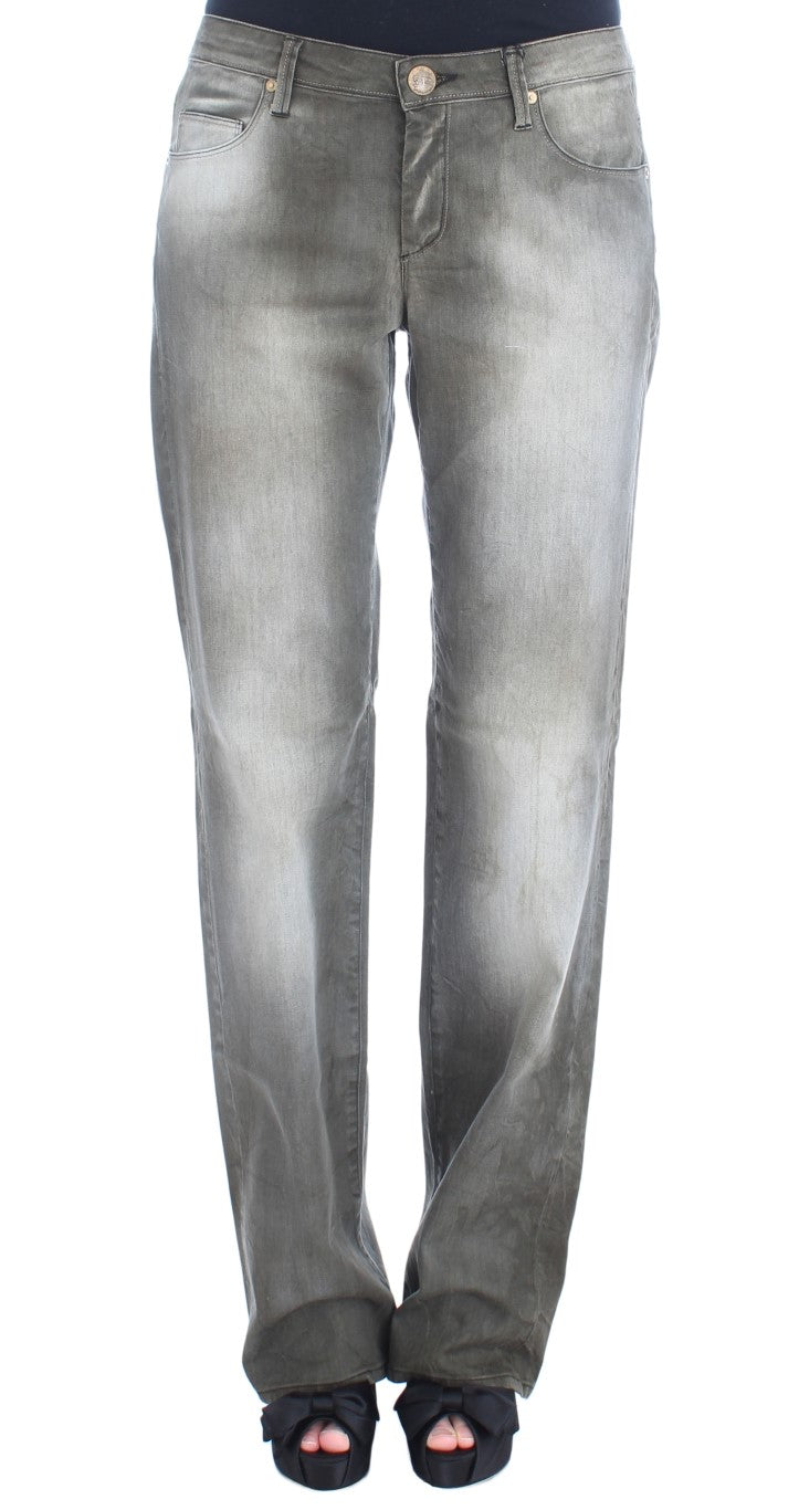 Ermanno Scervino Graue Boyfriend-Jeans aus Baumwollmischung in lockerer Passform