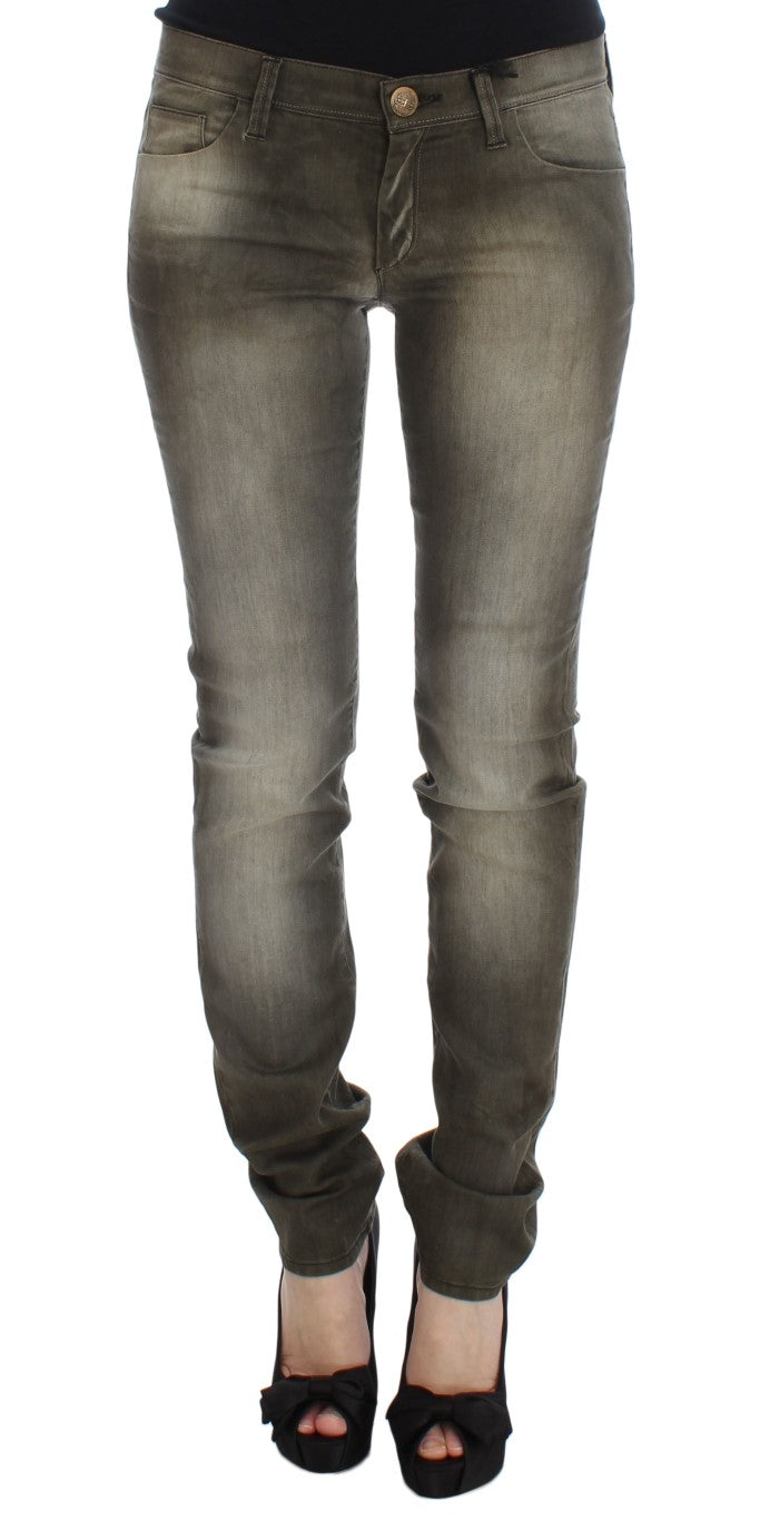 Ermanno Scervino Slim Fit Jeans mit grauer Waschung aus Baumwollmischung