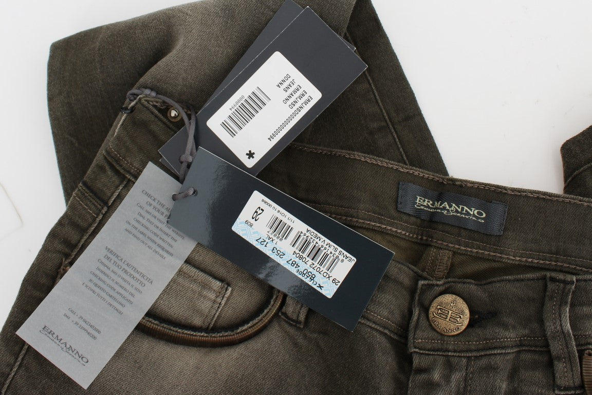 Ermanno Scervino Slim Fit Jeans mit grauer Waschung aus Baumwollmischung