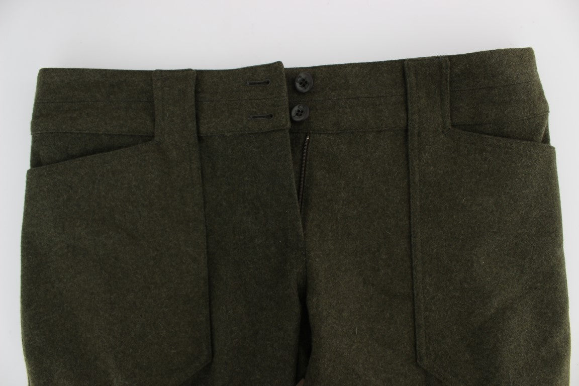 Ermanno Scervino Grüne Cargo-Hose aus Wollmischung in lockerer Passform