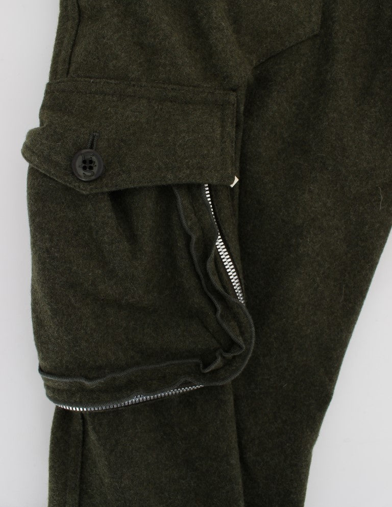 Ermanno Scervino Grüne Cargo-Hose aus Wollmischung in lockerer Passform