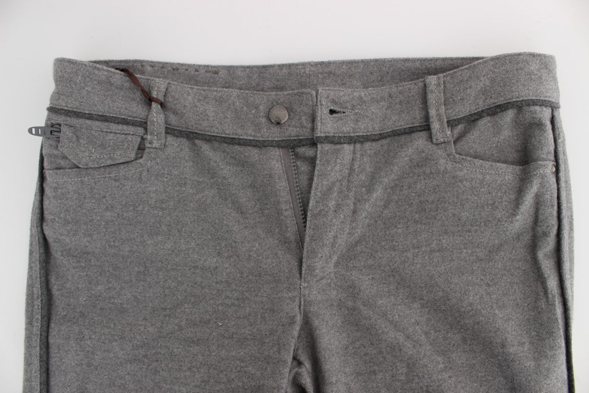 Ermanno Scervino Graue Baumwolle Straight Fit Freizeithosen