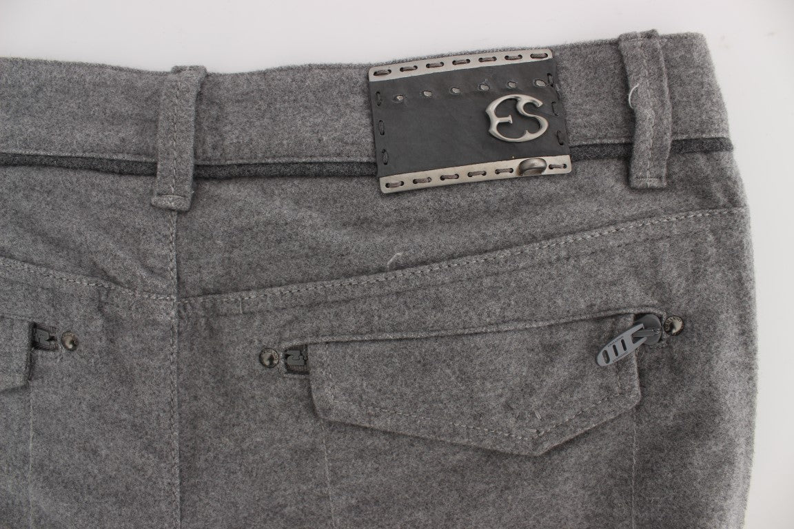 Ermanno Scervino Graue Baumwolle Straight Fit Freizeithosen