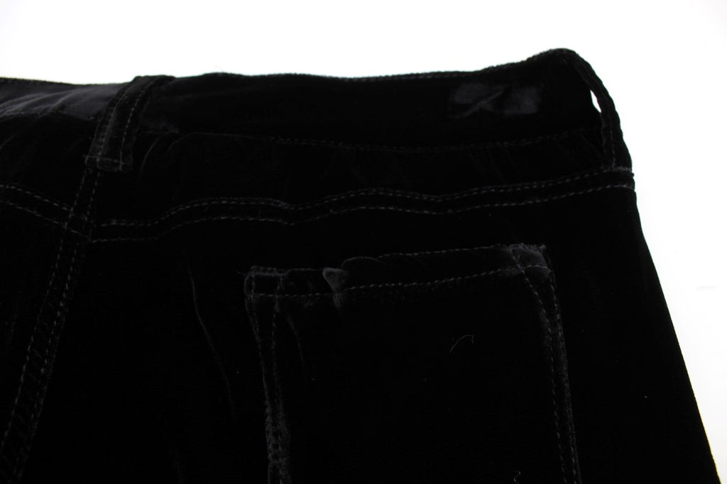 Ermanno Scervino Schwarze Slim Fit-Hose aus Viskosemischung und Samt