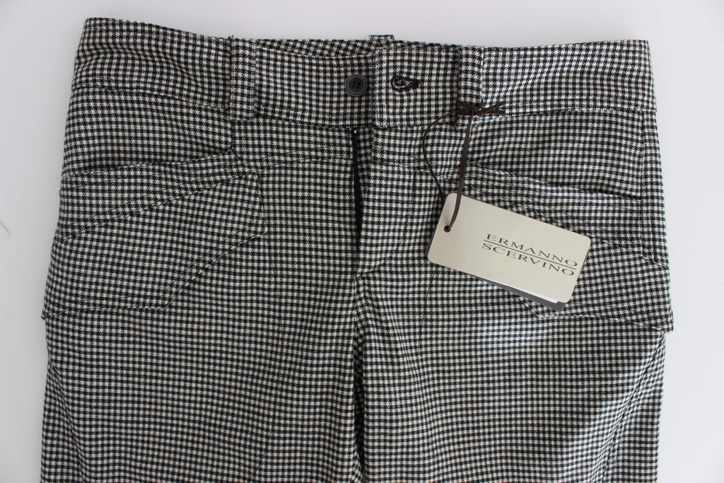 Ermanno Scervino Schwarz-weiß karierte Baumwoll-Luxus-Hose