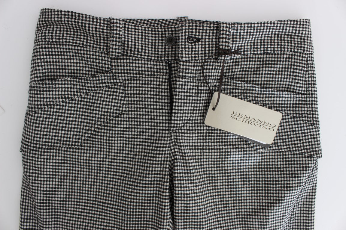 Ermanno Scervino Schwarz-weiß karierte Baumwoll-Luxus-Hose