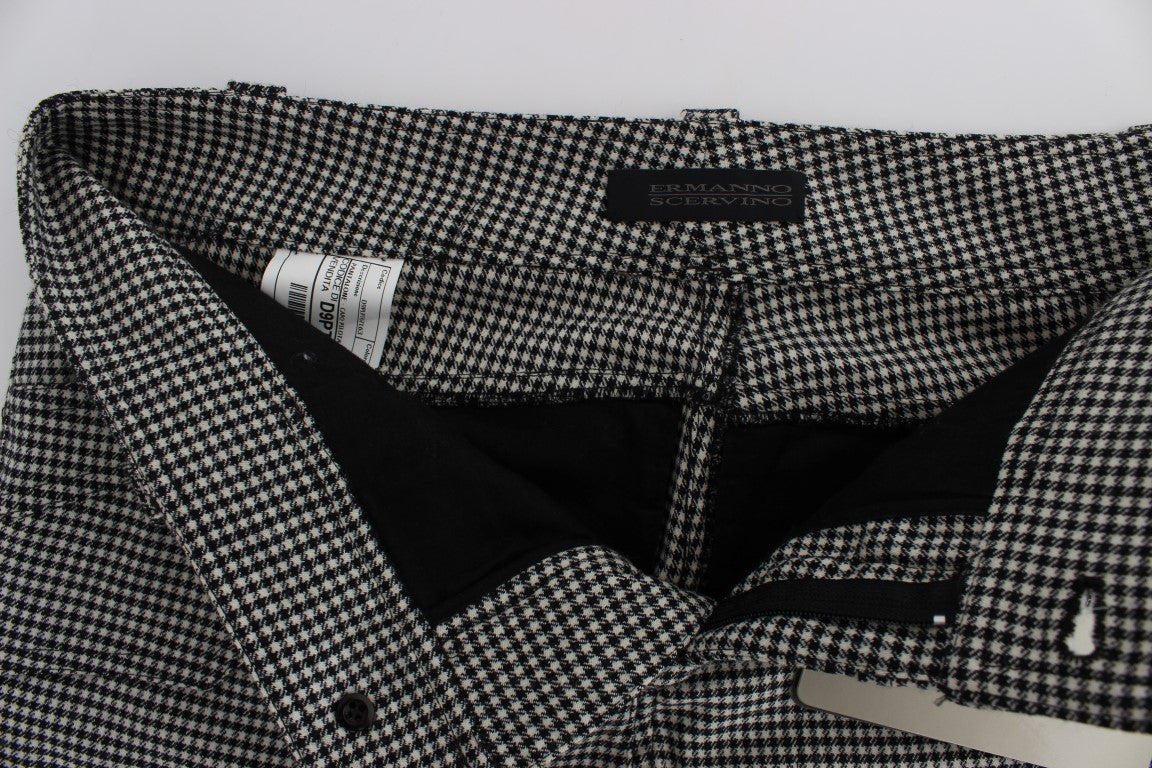 Ermanno Scervino Schwarz-weiß karierte Baumwoll-Luxus-Hose