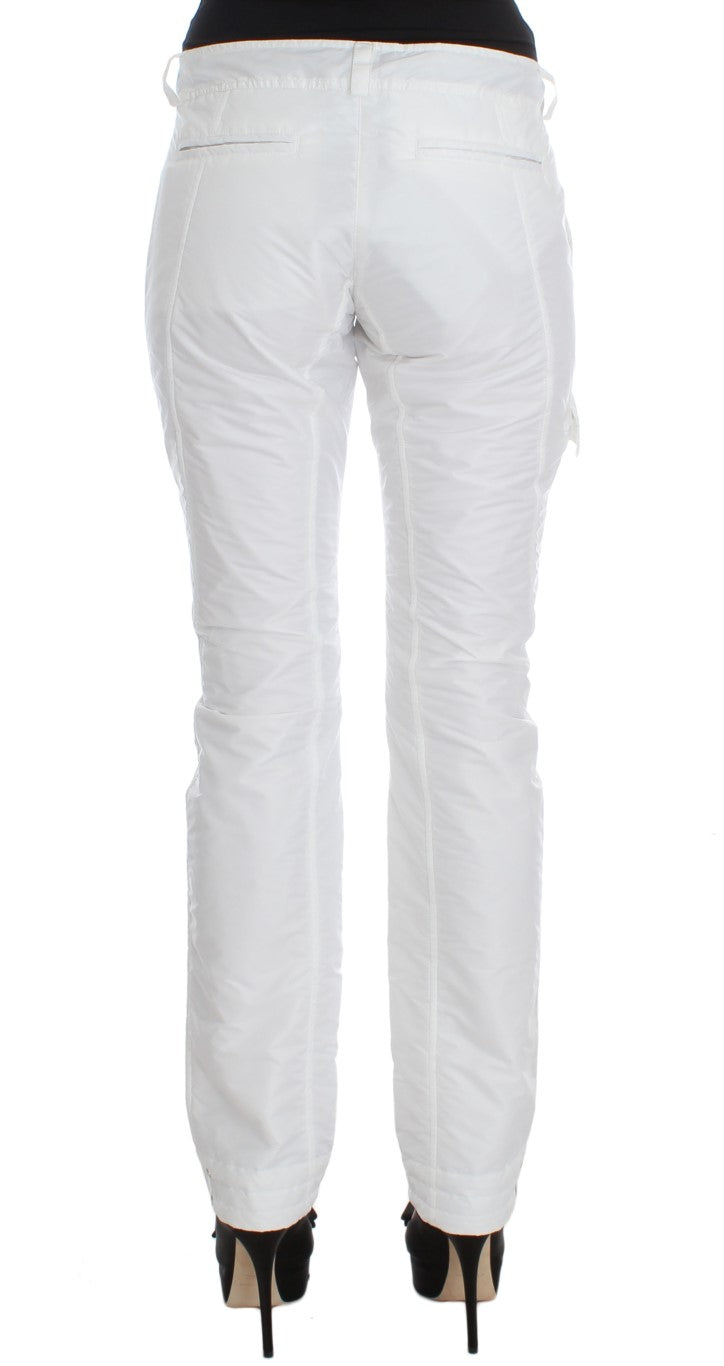 Ermanno Scervino Weiße Nylon gepolsterte Slim Fit Cargohose
