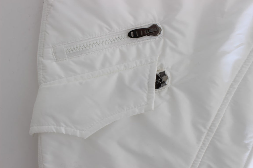 Ermanno Scervino Weiße Nylon gepolsterte Slim Fit Cargohose