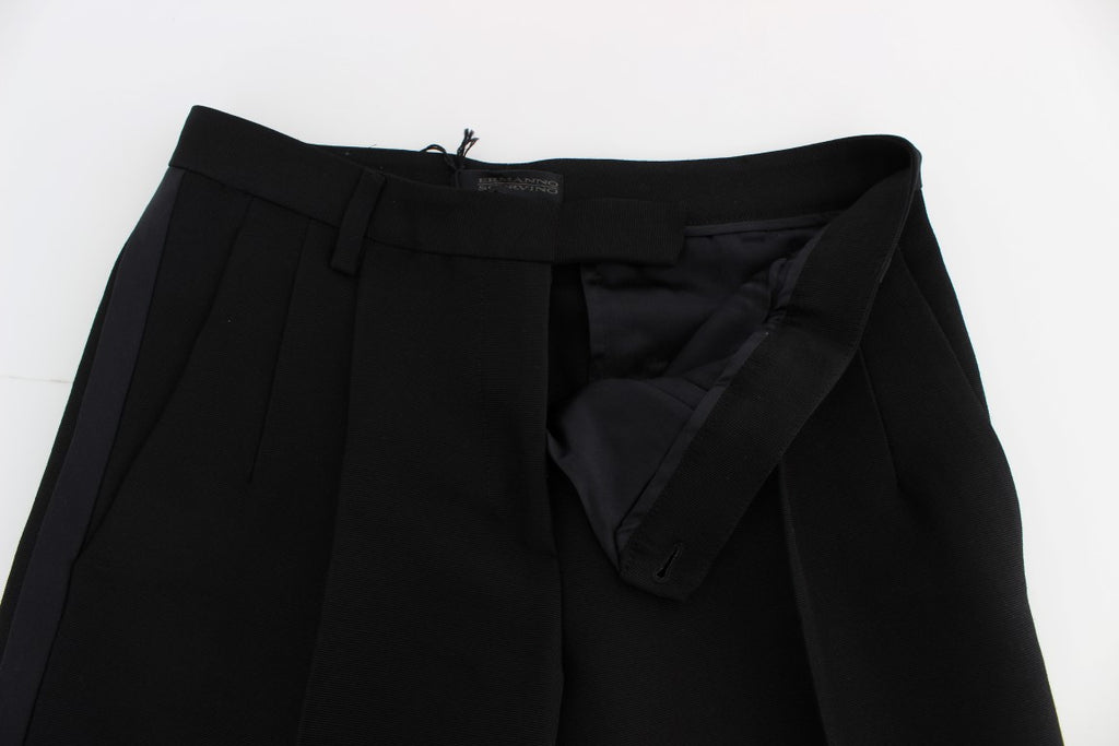 Ermanno Scervino Schwarz gestreifte Hose aus Baumwollmischung mit weiten Beinen