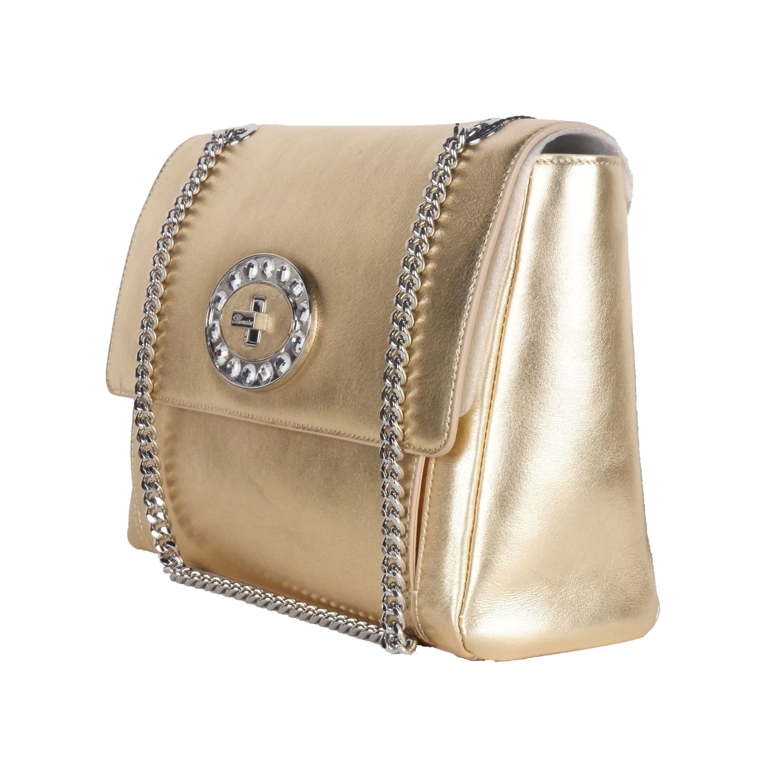Blumarine Gold Leder Umhängetasche Damen