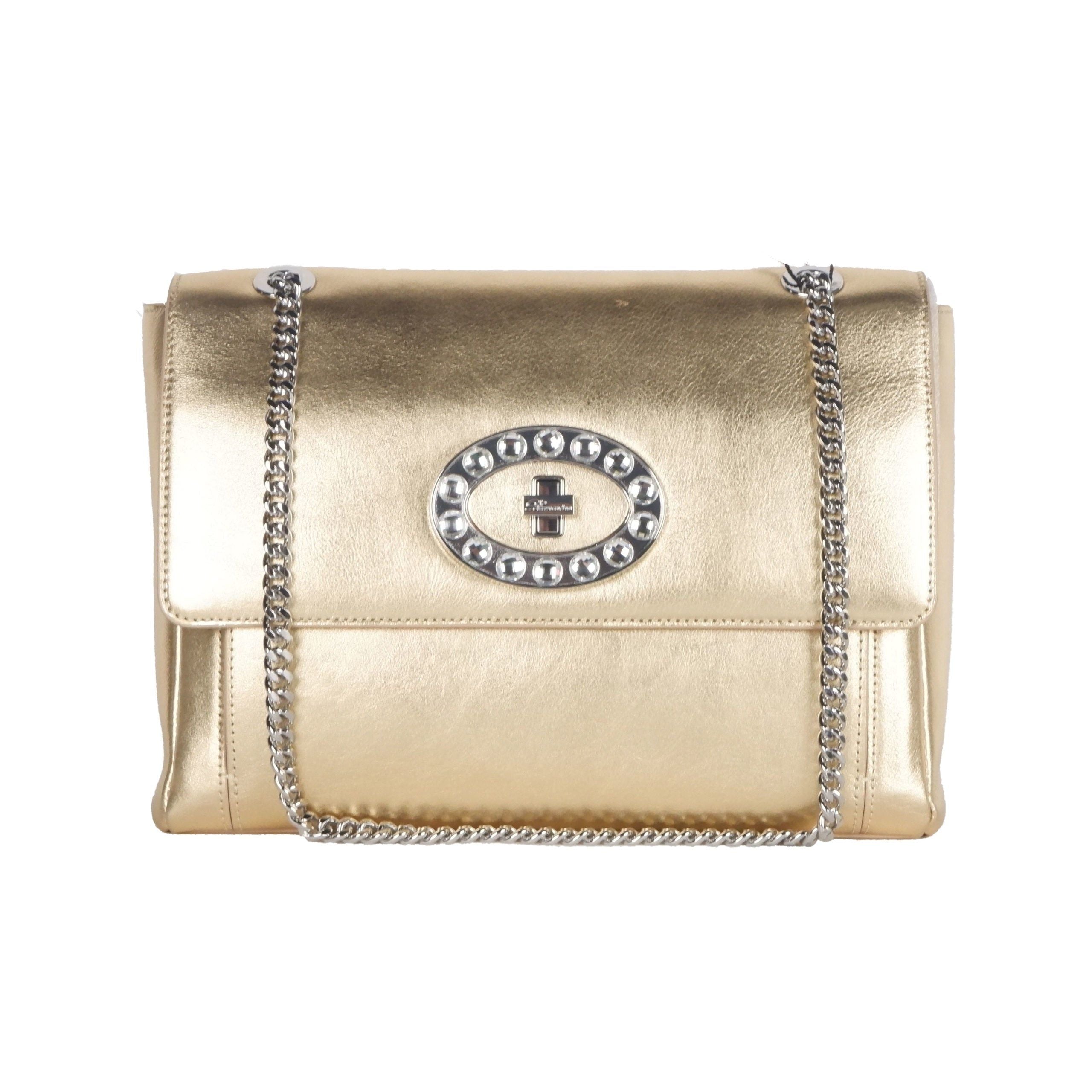 Blumarine Gold Leder Umhängetasche Damen
