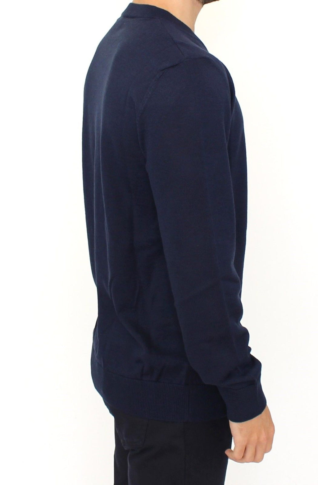 Ermanno Scervino Blauer Pullover mit V-Ausschnitt aus einer Wollmischung