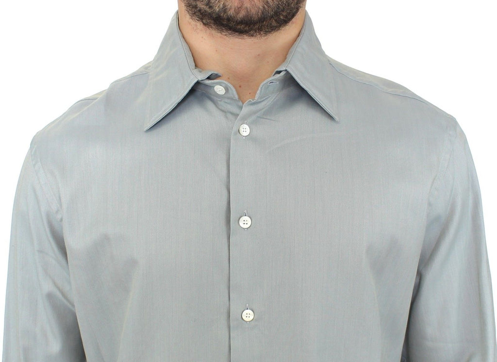 Ermanno Scervino Graues Langarmhemd aus Baumwolle Casual Top