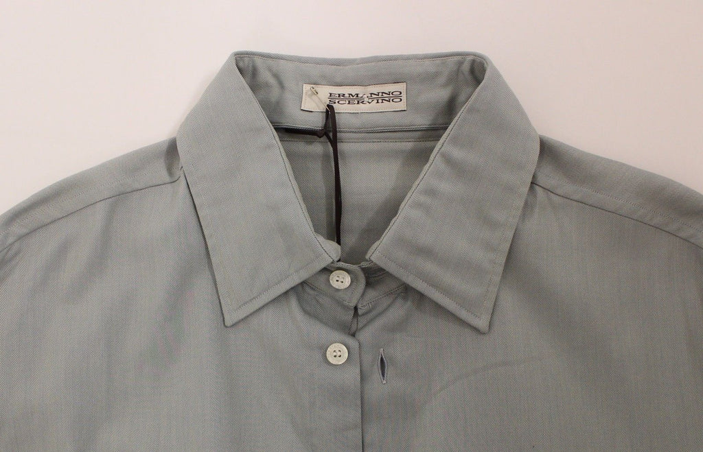 Ermanno Scervino Graues Langarmhemd aus Baumwolle Casual Top