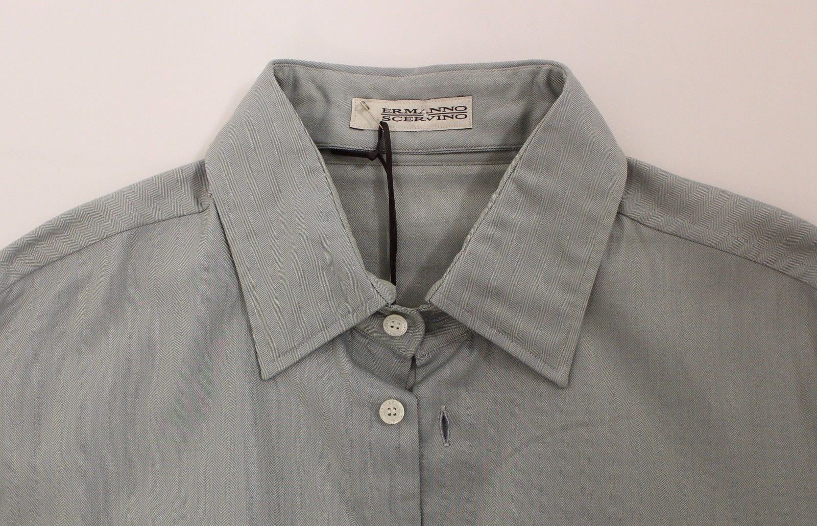 Ermanno Scervino Graues Langarmhemd aus Baumwolle Casual Top