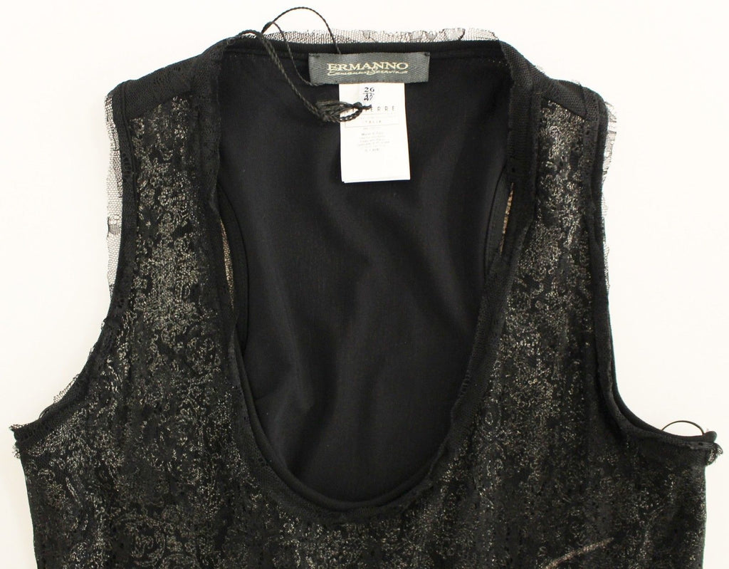 Ermanno Scervino Schwarzes mit Spitze gefüttertes Stretch-Minikleid