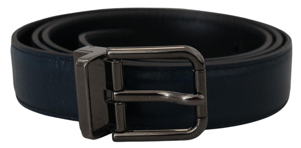 Dolce & Gabbana Blauer Leder Silber Metallschnalle Vintage Gürtel