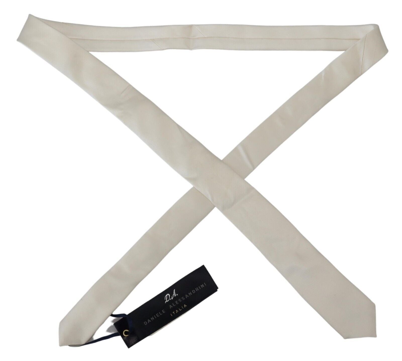 Daniele Alessandrini Off White Silk Herren Krawatte Verstellbares Accessoire Krawatte