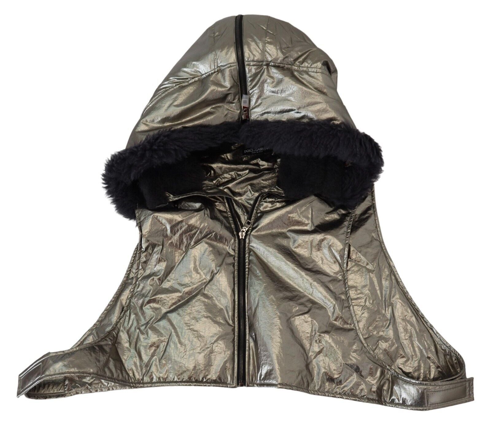 Dolce & Gabbana Silberner Pelz Ganzer Kopf Wrap Männer Capello Nylon Hut