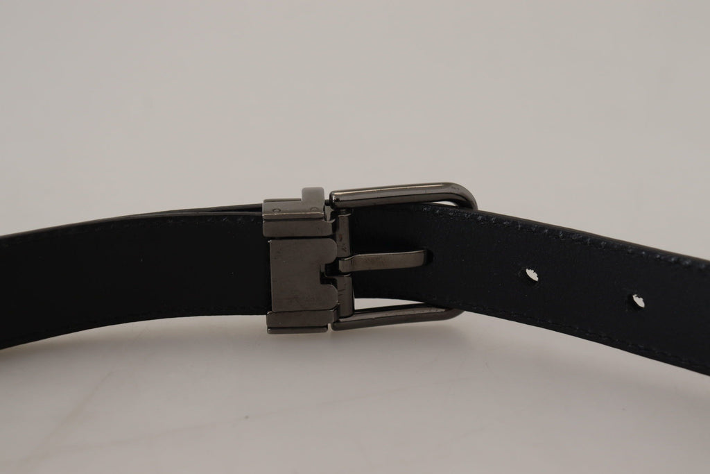 Dolce & Gabbana Blauer Leder Silber Metallschnalle Vintage Gürtel