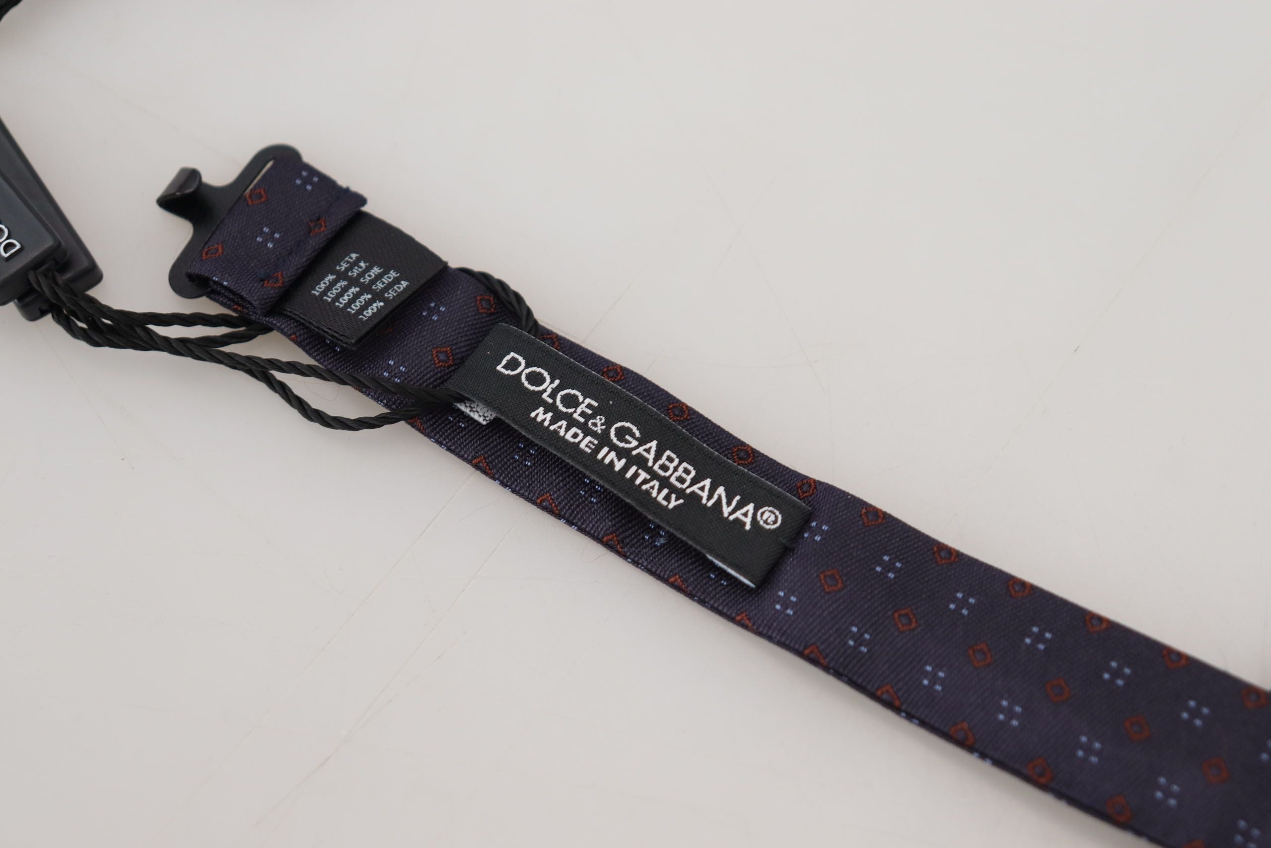 Dolce & Gabbana Blau gemusterte Seiden-Papillon-Fliege mit verstellbarem Hals