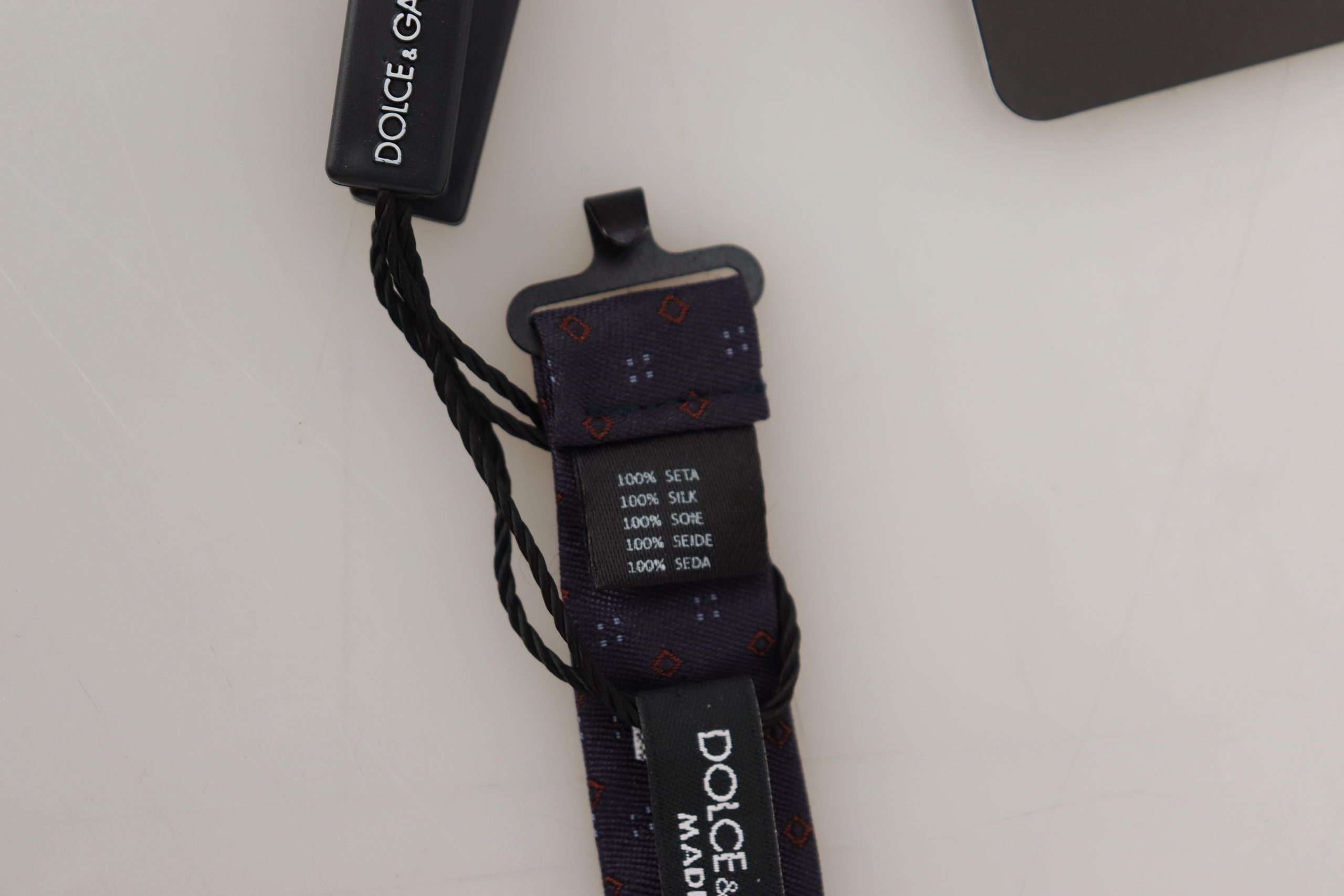 Dolce & Gabbana Blau gemusterte Seiden-Papillon-Fliege mit verstellbarem Hals