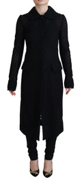 Dolce & Gabbana Black Button Down Long Blazer Cotton Jacket