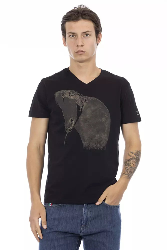Trussardi Action Schwarzes Baumwolle Männer T-Shirt