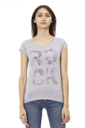Trussardi Action Graues Baumwoll-T-Shirt für Frauen