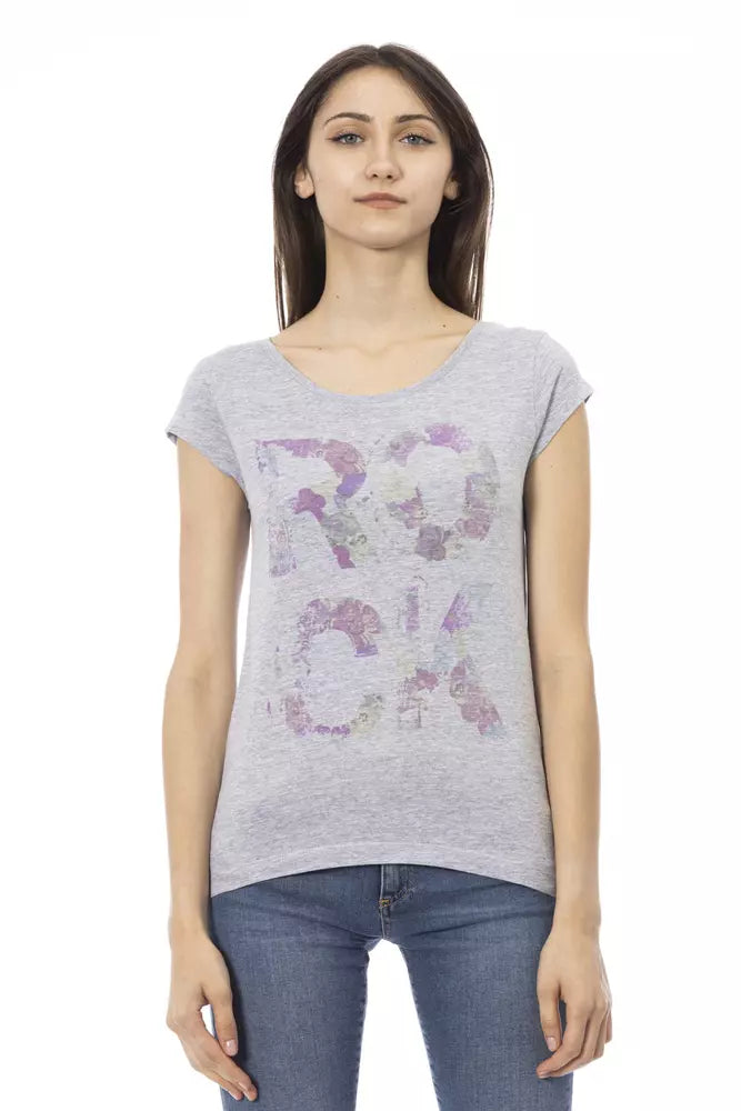 Trussardi Action Graues Baumwoll-T-Shirt für Frauen
