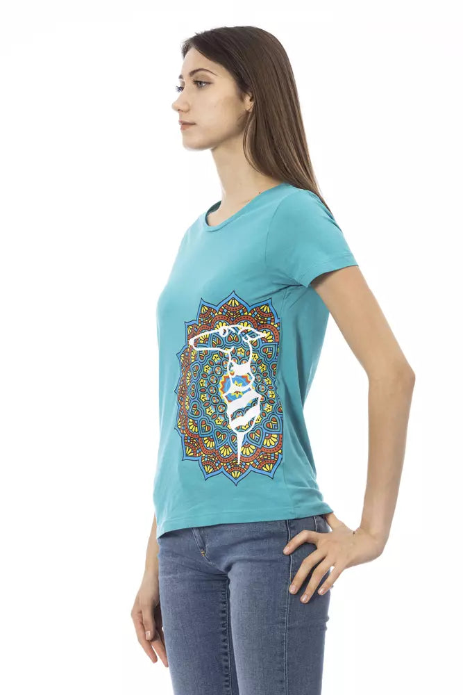 Trussardi Action Hellblaues T-Shirt aus Baumwolle für Frauen