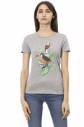 Trussardi Action Graues Baumwoll-T-Shirt für Frauen
