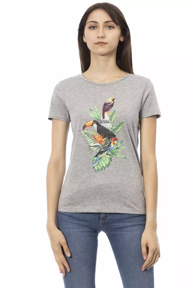 Trussardi Action Graues Baumwoll-T-Shirt für Frauen